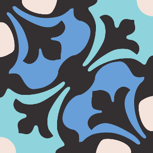 Decorative cement tile Petalos 1 with flowers and petals, arches and curves, knots and interlacing